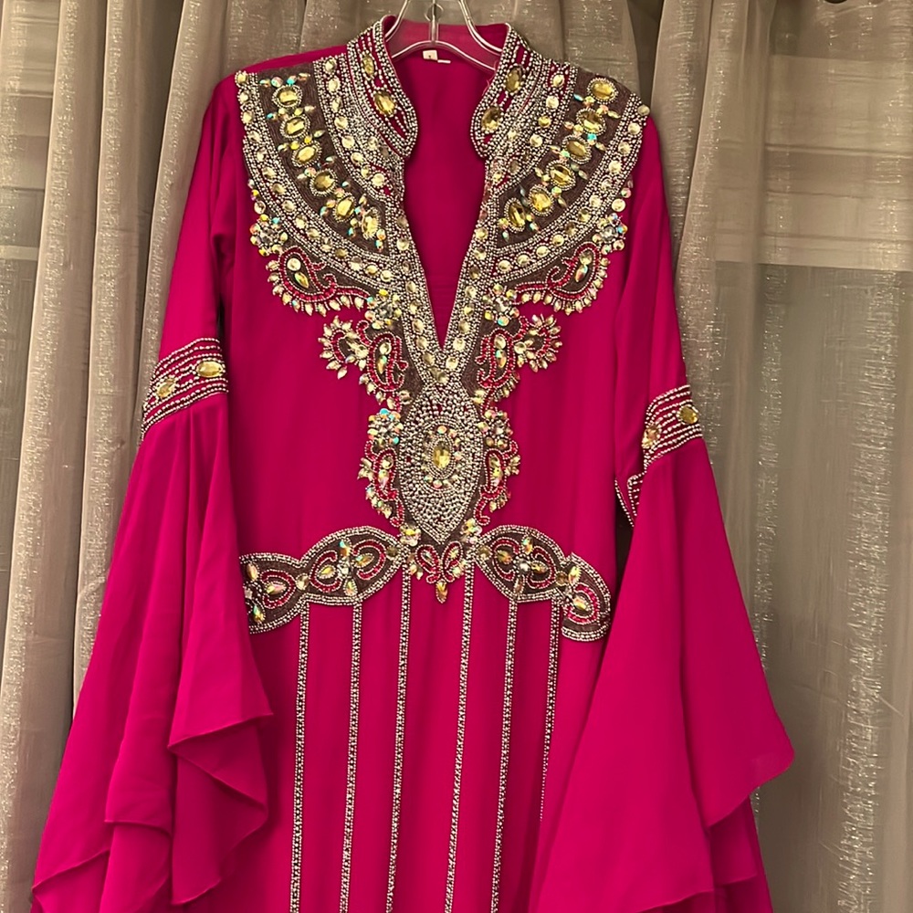 Long sleeve beaded maxi  modest abaya